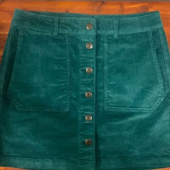 Wild Fable Women's  Button-Front Corduroy Mini A-Line Teal  Skirt NWT Size 00 - Picture 1 of 10